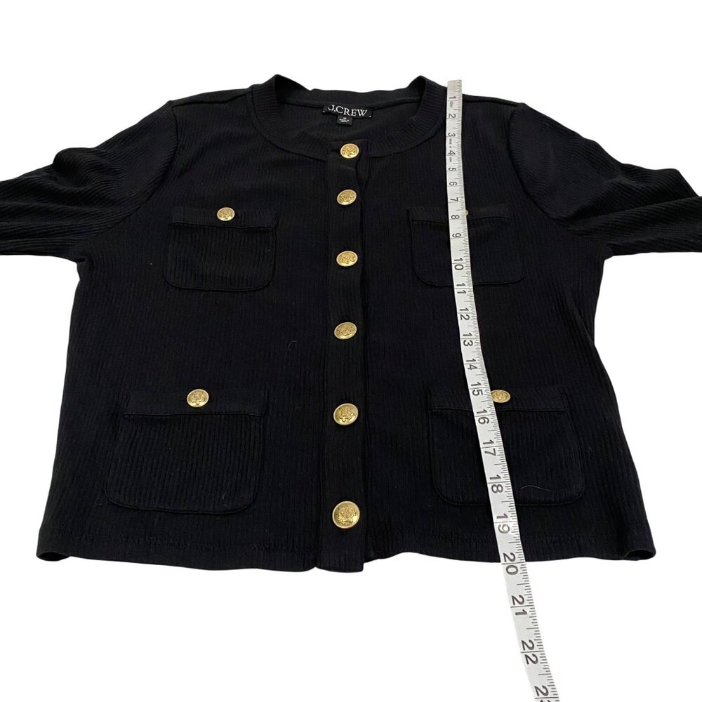 J. Crew Vintage Rib Lady Jacket Blouse Size M Black - Picture 7 of 7